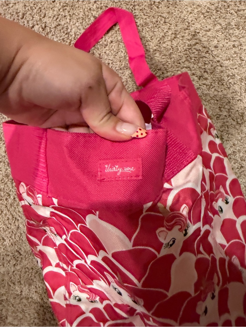 thirty-one Pink and White Unicorn Pattern Kids Tote Bag - Picture 2 of 3